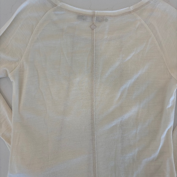 PRANA Wool Women's Gusseted Long Sleeve Cream Top - Picture 3 of 4